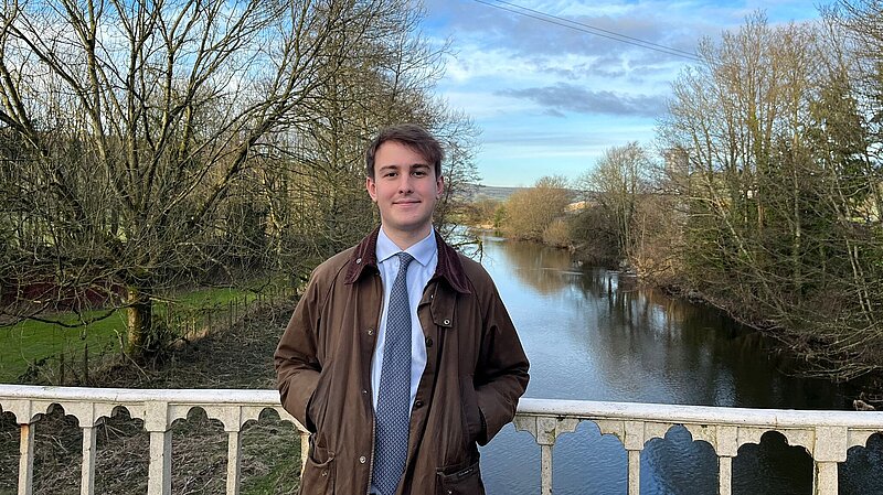 Cllr Glyn Preston in front of River Severn